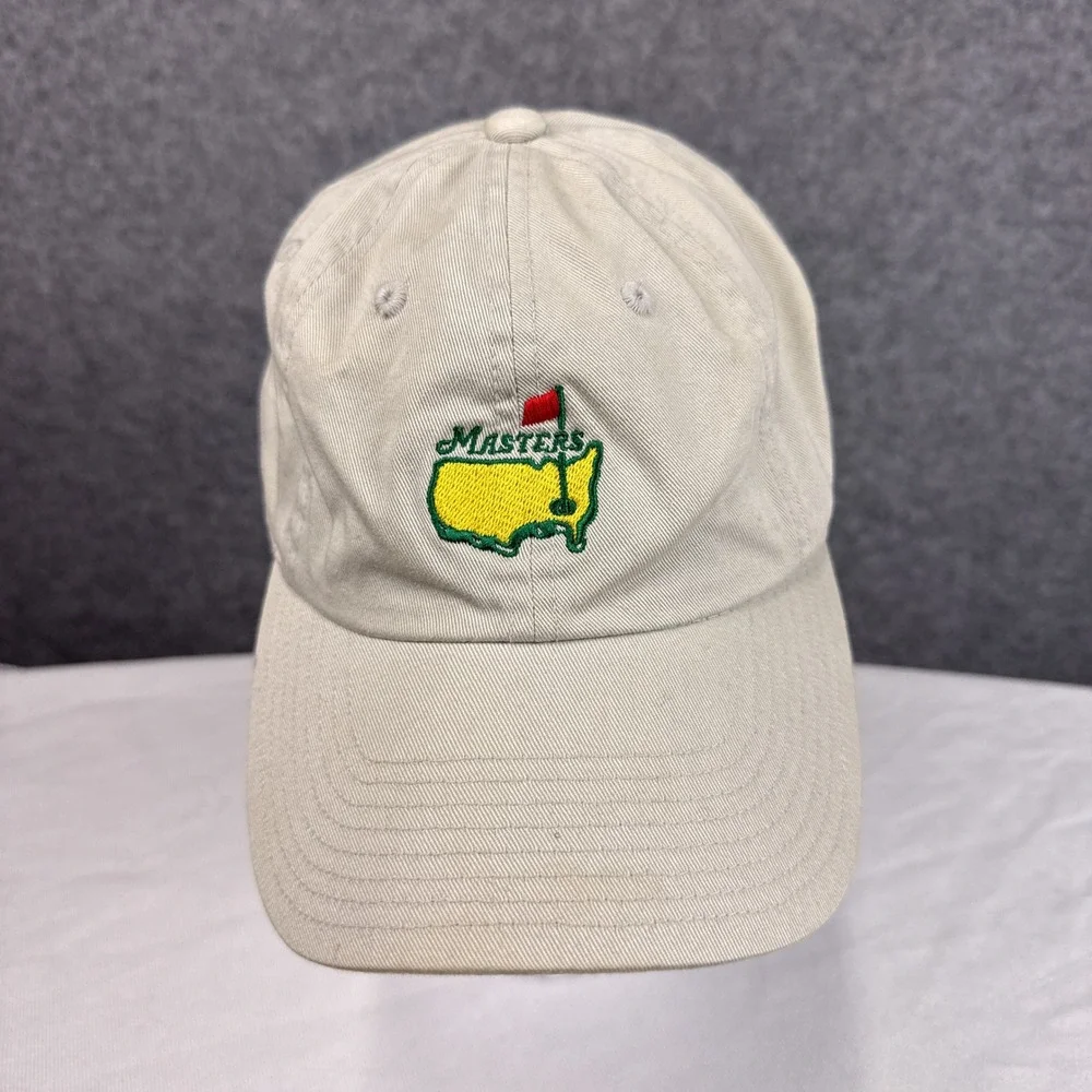 American Needle Masters Golf Hat Adjustable Khaki Cotton Embroidered Logo Cap